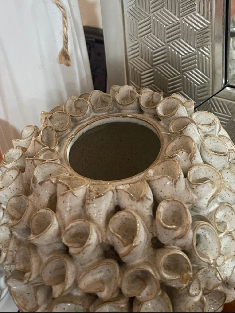 Neutral White Ceramic Accent Jar and Decorative Candle Holder Set